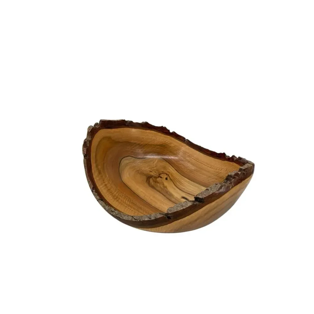Hand Carved English Walnut Live Edge Bowl Signed Carl Ruhle